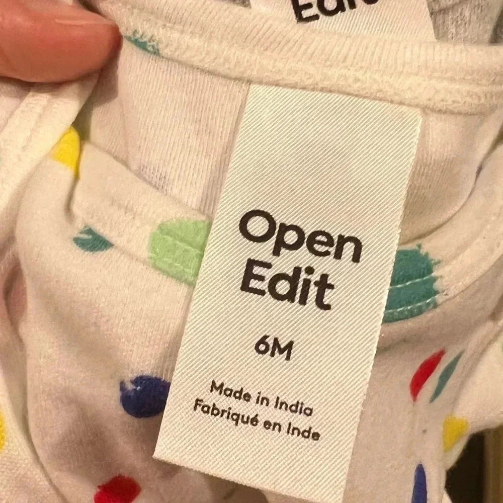 Open Edit White Gray Polka Dot Bodysuit Set 6 months